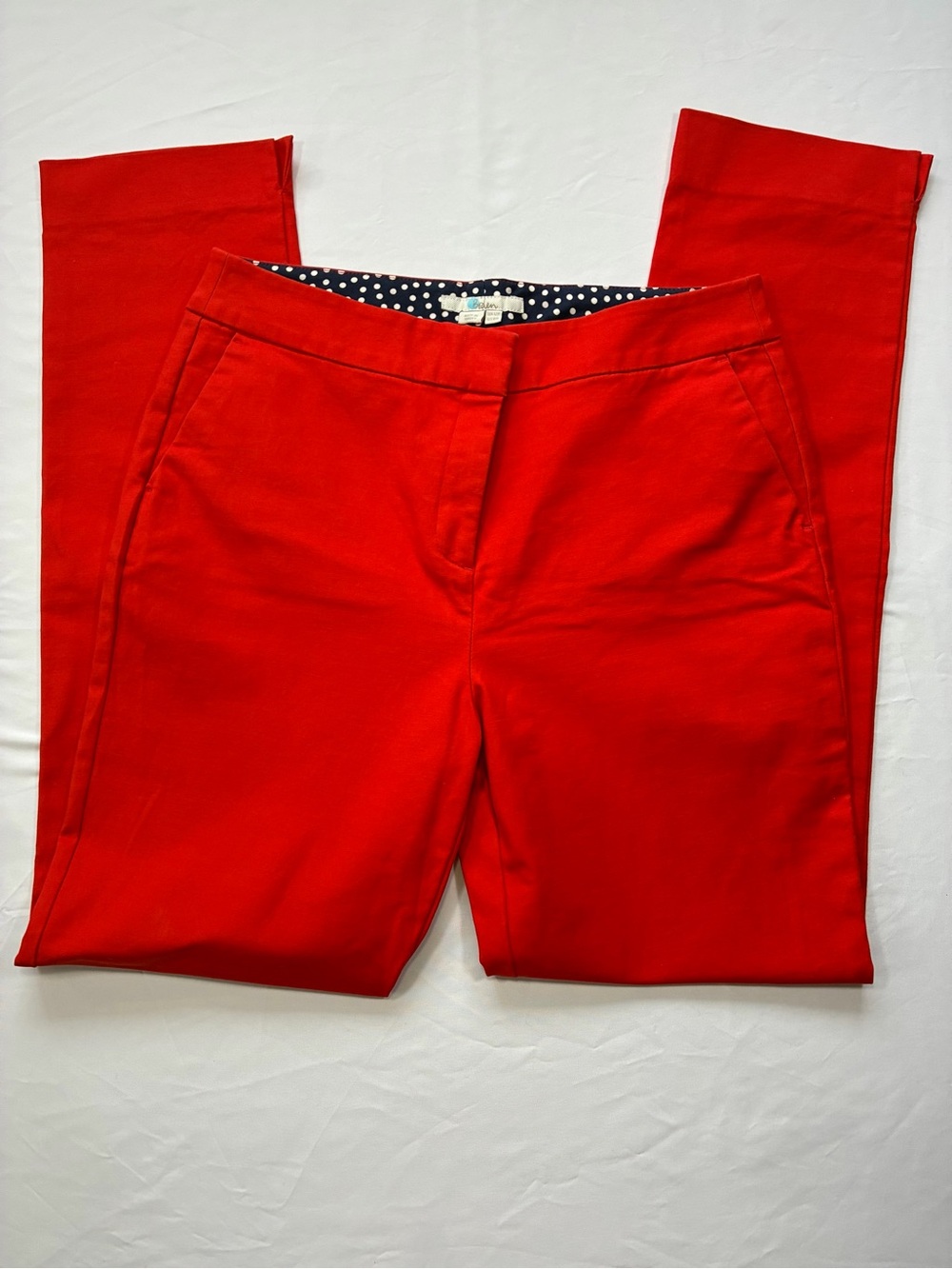 Boden Red Slim Straight Tailored Cotton Stretch Pants